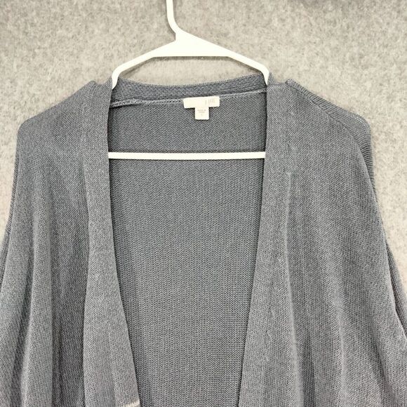 j jill Cardigan Sweater Womens S Gray Blue White Striped Open Front Tight Knit - Picture 2 of 12